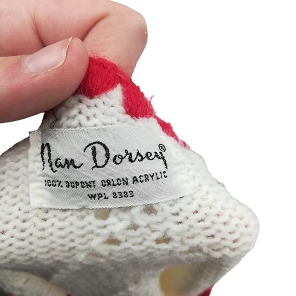 Vintage Nan Dorsey Pullover Sweater Vest Size M Eyelet Knit Crochet White Red - Picture 2 of 11